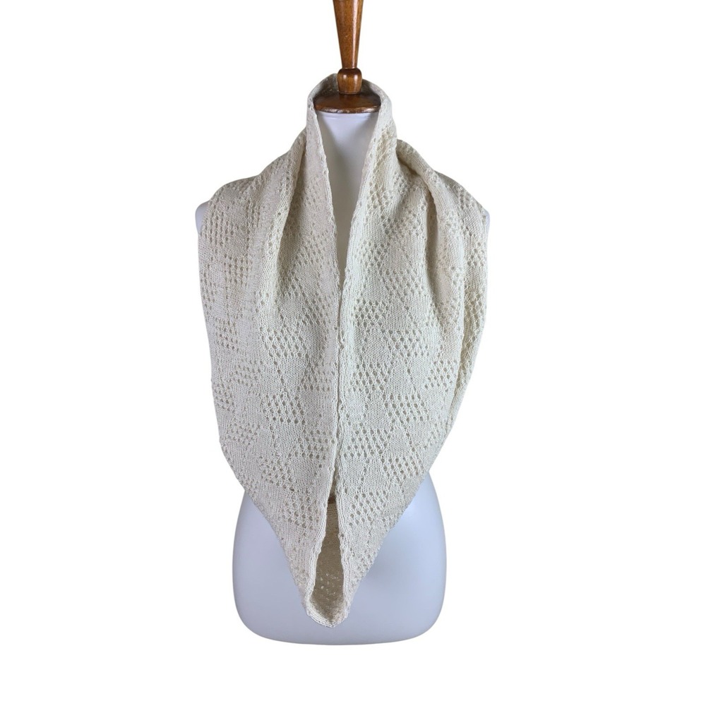 Alpaca Fashion Ivory Open‎ Knit Infinity Scarf Handmade Peru Boho Soft